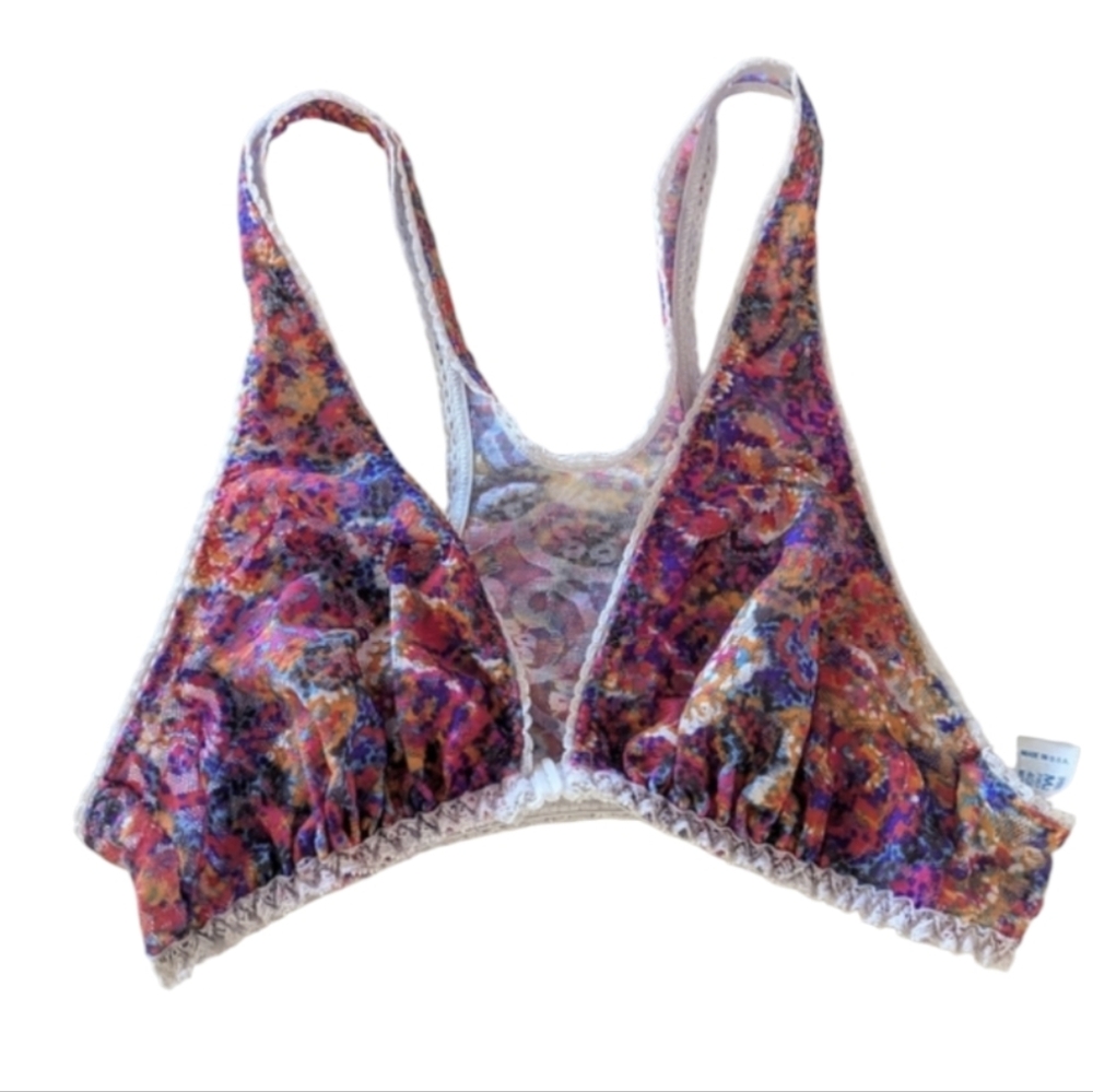 Vintage 90s Lace Bra Maidenform XS Colorful Lace Floral Bralette Coquette